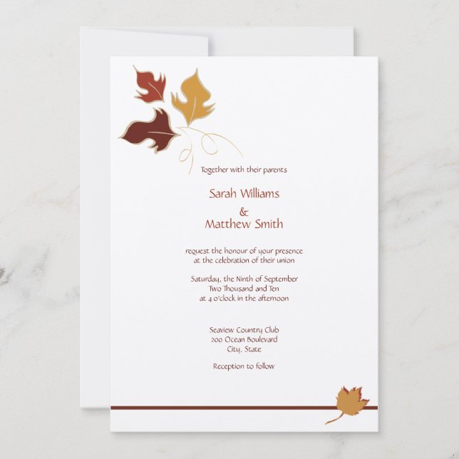 Invitations de mariage de automne (Devant)