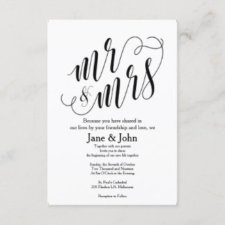 Invitations de mariage de base M. & Mme