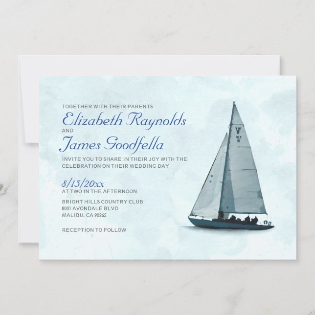 Invitations de mariage de bateau (Devant)