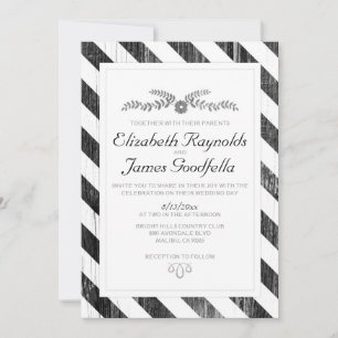 Invitations De Mariage De Black Et White Stripes