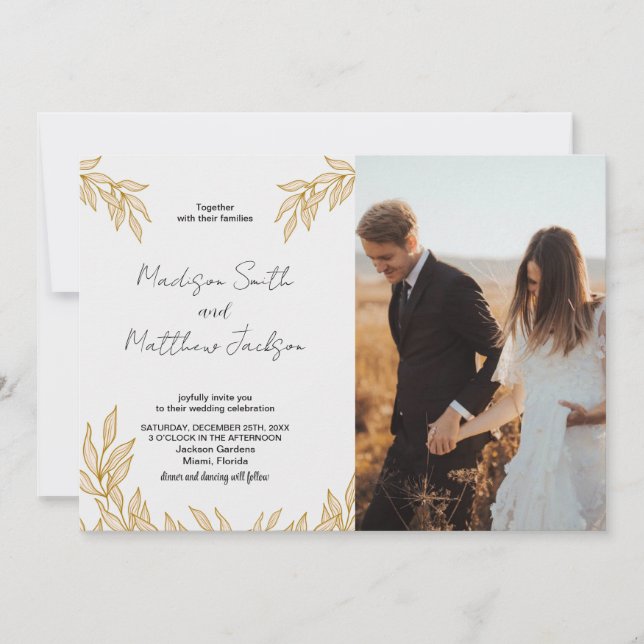 Invitations de mariage de blé avec photo (Devant)