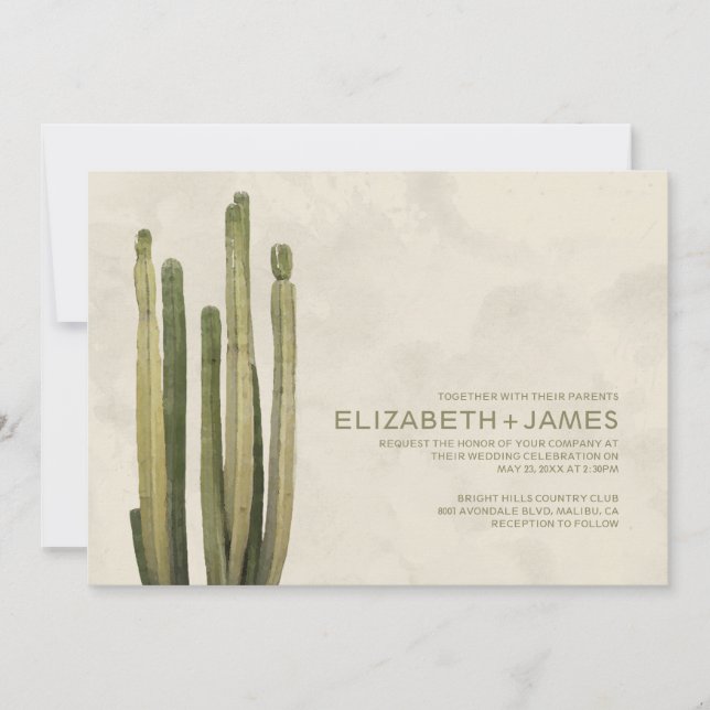 Invitations de mariage de cactus de pays (Devant)