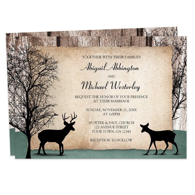 Invitations de mariage de cerfs de Woodsy rustique (Créateur téléchargé)