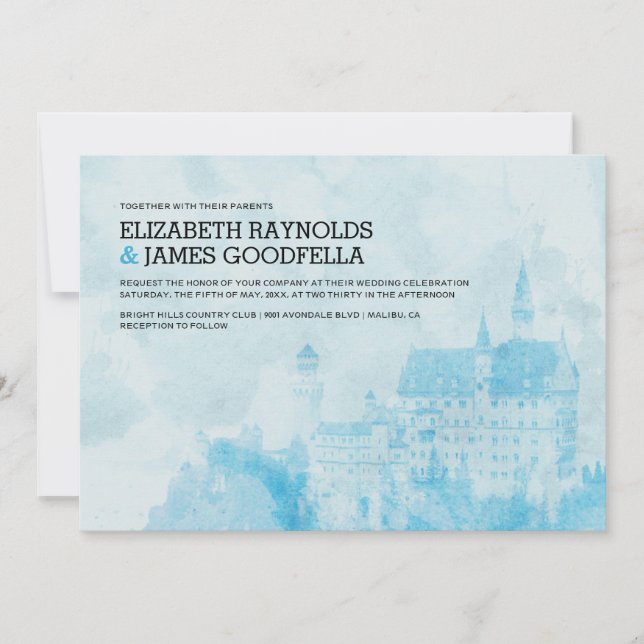 Invitations de mariage de château de conte de fées (Devant)