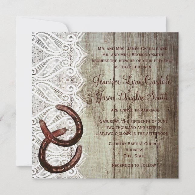 Invitations de mariage de chaussures à double chev (Devant)