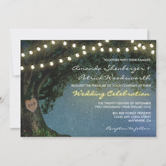 Invitations de mariage de chêne de coeur sculpté r (Devant)