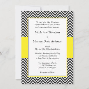 Invitations de mariage de Chevron jaune et noir