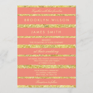 Invitations De Mariage De Corail Avec Effet D'Huil