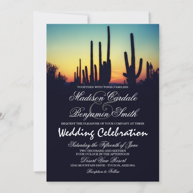 Invitations de mariage de coucher du soleil de (Devant)