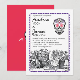 Invitations de mariage de crâne de squelettes de