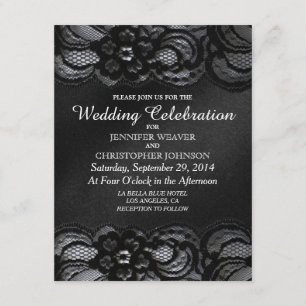 Invitations de mariage de dentelle noire et de sat