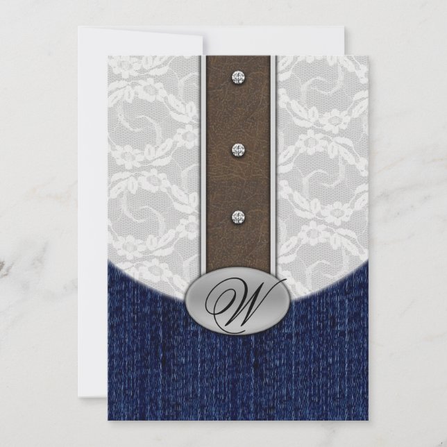 Invitations de mariage de dentelle occidentale de  (Devant)
