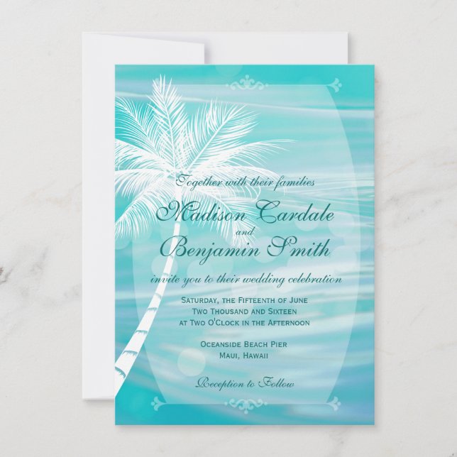Invitations de mariage de destination de plage de (Devant)