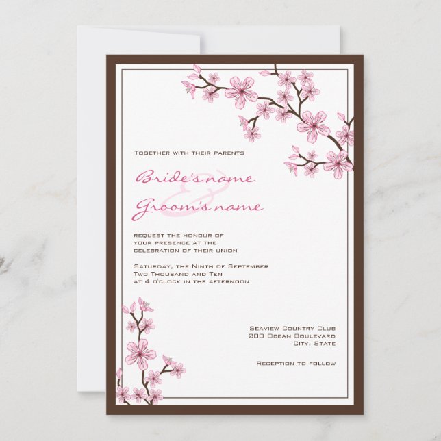 Invitations de mariage de fleurs de cerisier (Devant)