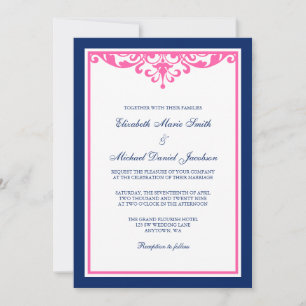 Invitations de mariage de Flourish de bleu marine
