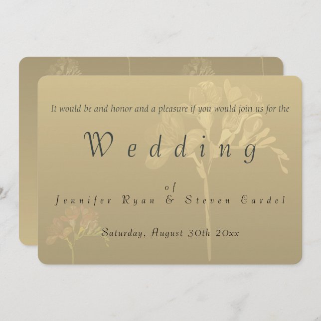 Invitations de mariage de Frésie dorée (Devant / Derrière)