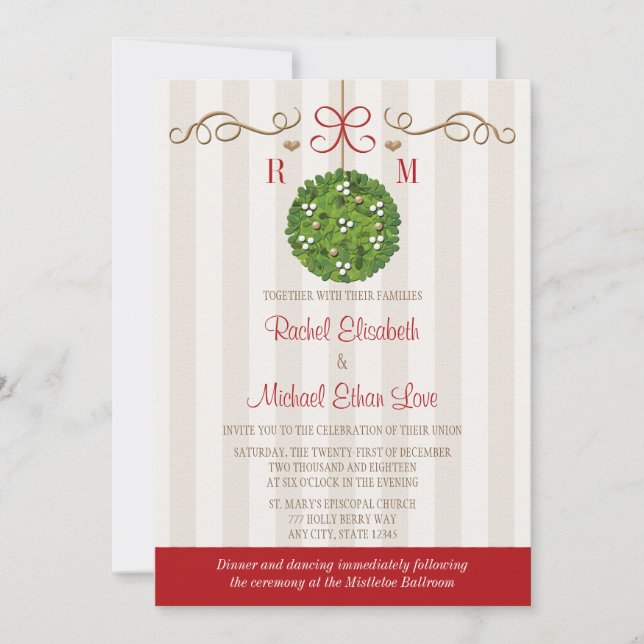 Invitations de mariage de gui de Monomgrammed (Devant)