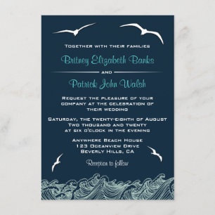 Invitations de mariage de la marine des vagues et 