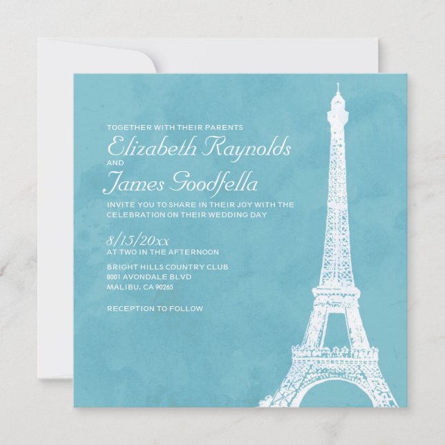 Invitations de mariage de la tour Eiffel russe (Devant)