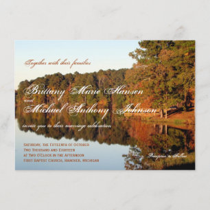 Invitations de mariage de lac leaves d'arbres