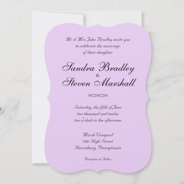 Invitations de mariage de lavande simple (Devant)