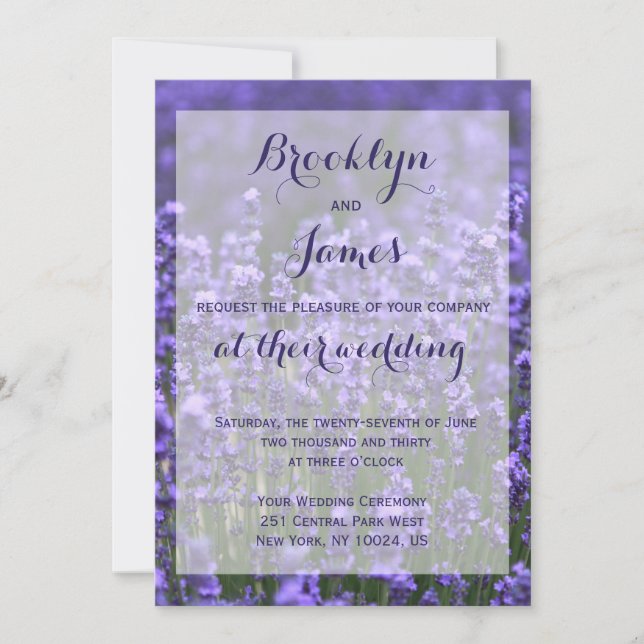 Invitations de mariage de lavande violette personn (Devant)