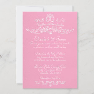 Invitations De Mariage De Luxe Simple, Rose Et Bla