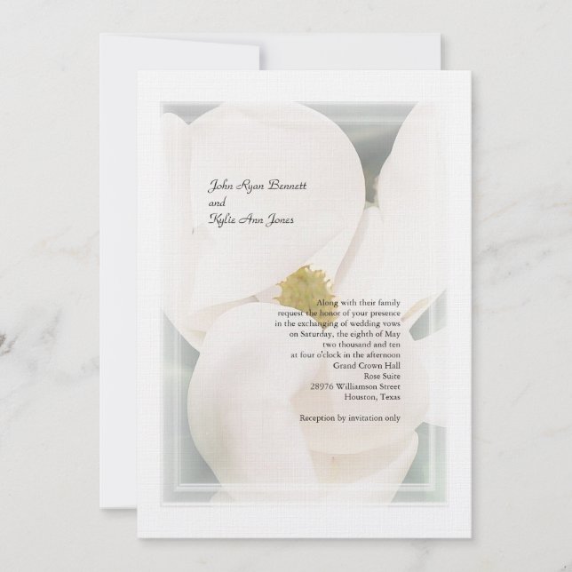 Invitations de mariage de magnolia du sud (Devant)