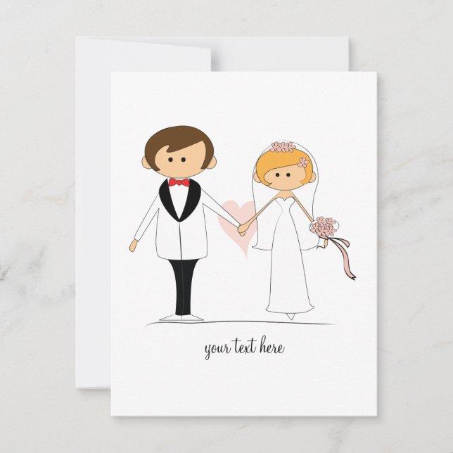 Invitations de mariage de mariée et de chambre (Devant)