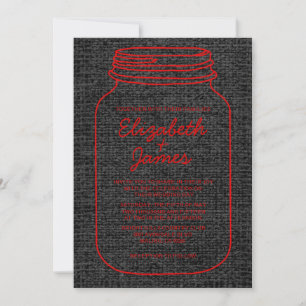 Invitations de mariage de Mason Jar rustique rouge
