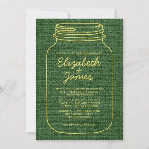 Invitations de mariage de Mason Jar, vert jaune ru
