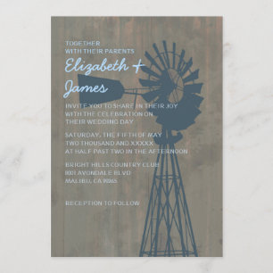 Invitations de mariage de moulin à vent de pays