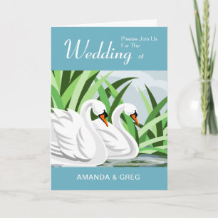 Invitations de mariage de paire de cygne blanc