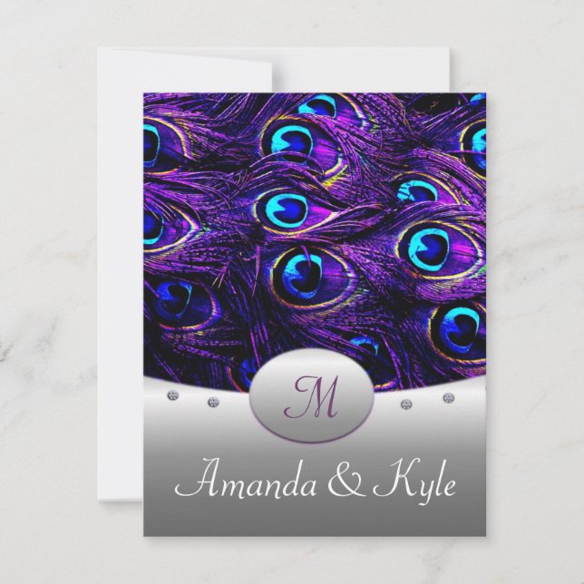 Invitations de mariage de paquebot pourpre 4,25 po (Devant)