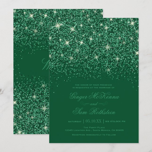 Invitations de mariage de Parties scintillant Emer (Devant / Derrière)
