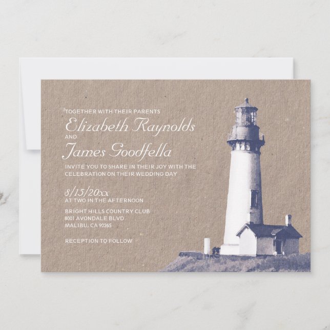Invitations de mariage de phare (Devant)