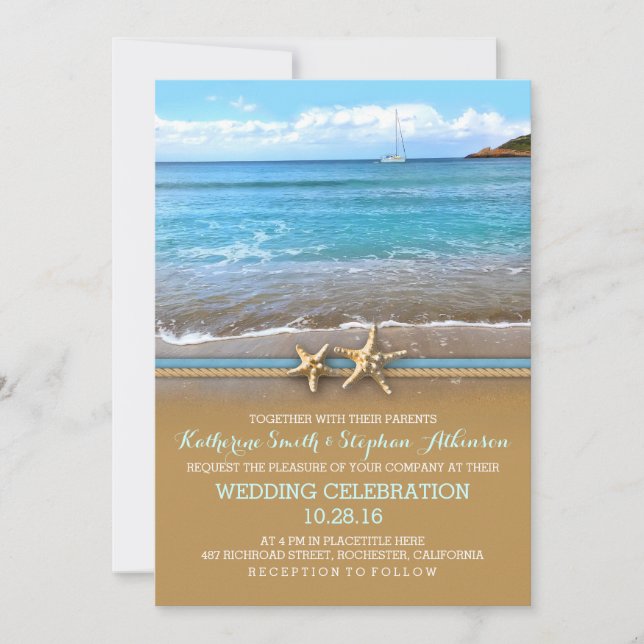 Invitations de mariage de plage (Devant)