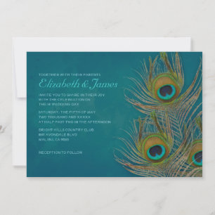 Invitations de mariage de plumes de paon