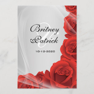 Invitations de mariage de rose argenté et rouge