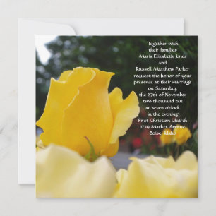 Invitations de mariage de rose jaune simple