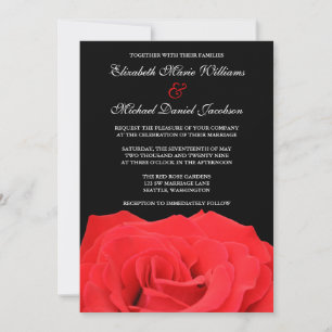 Invitations de mariage de rose rouge et de noir