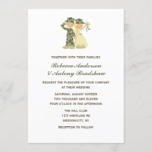 Invitations de mariage de soldat et de jeune