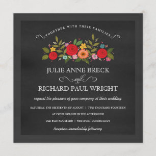 Invitations de mariage de tableau - roses rouges