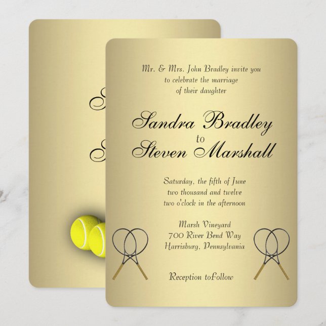 Invitations de mariage de tennis (Devant / Derrière)