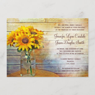 Invitations de mariage de tournesol de pot de