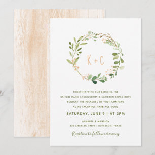 Invitations de mariage de verdure Wreath - Peach
