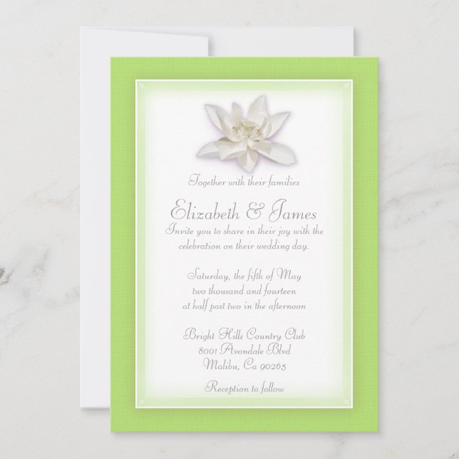 Invitations de mariage de vert de chaux (Devant)