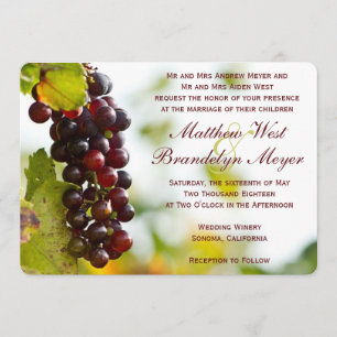 Invitations de mariage de vignobles de raisins