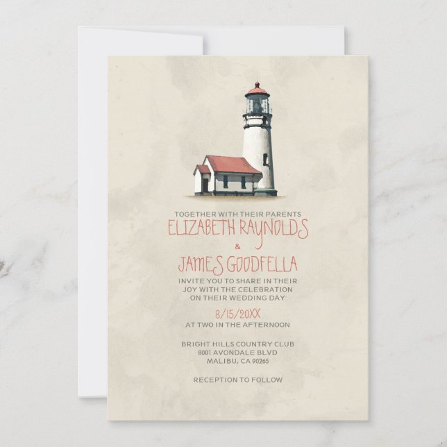 Invitations de mariage de Whimsical Lighthouse (Devant)