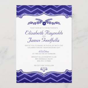 Invitations de mariage de zigzag de bleu marine